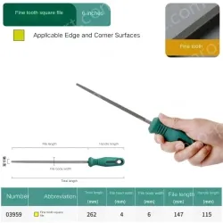 Fine-toothed square file 6 inches, total length 262mm