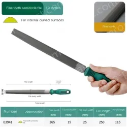 Fine-toothed semi-circular file 10 inches with a total length of 365mm