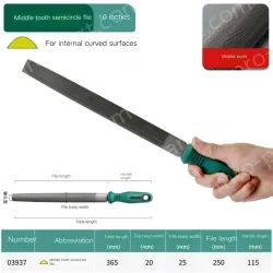 Medium tooth semi-circular file 10 inches with a total length of 365mm