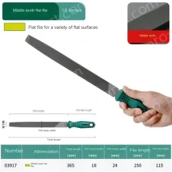 Medium tooth flat file 10 inches, total length 365mm