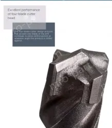 Four-pit 5 series rotary hammer drill bit 6x100x160