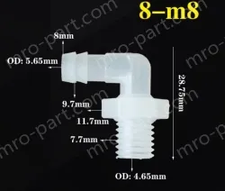 8-M8-M thread right angle elbow