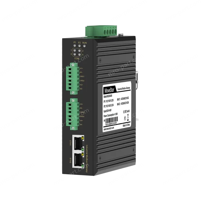 4 Ports RS485 to 2 Ports Ethernet Modbus Industrial Smart Gateway