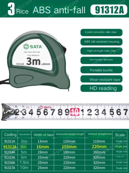 ABS drop resistance - 3 meters - ruler width 16mm-91312A