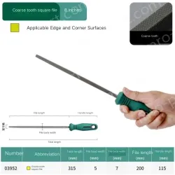 Coarse tooth square file 8 inches, total length 315mm
