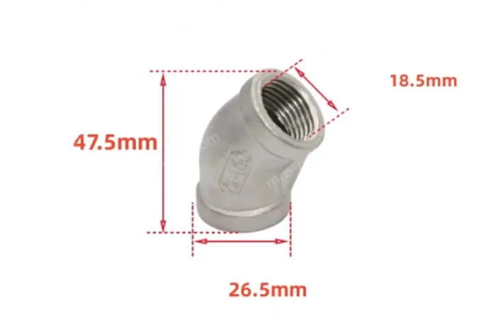 304/4 points 1/2 Stainless steel 45° elbow joint