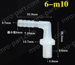 6-M10-M thread right angle elbow