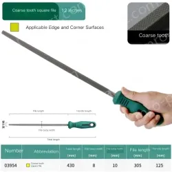 Coarse tooth square file 12 inches with a total length of 430mm