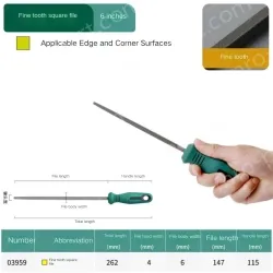 Fine-toothed square file 6 inches, total length 262mm