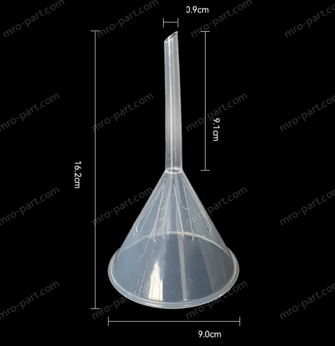 Plastic separating funnels The length and diameter of the tip is 9cm, 1 piece