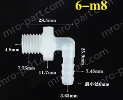 6-M8-M thread right angle elbow