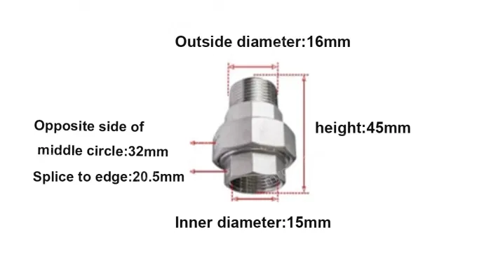 304/3 points DN10 3/8 Stainless steel inner and outer wire unions