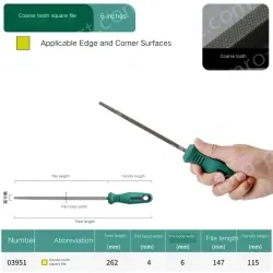 Coarse tooth square file 6 inches, total length 262mm