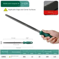 Medium tooth triangular file 10 inches with a total length of 365mm