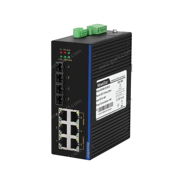 2 Ports 100M F(x) + 6 Ports 10/100M T(x) Din-Rail Unmanaged Industrial Ethernet Switch