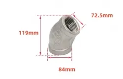 304/2.5 inch 2-1/2 DN65 Stainless steel 45&deg; elbow joint