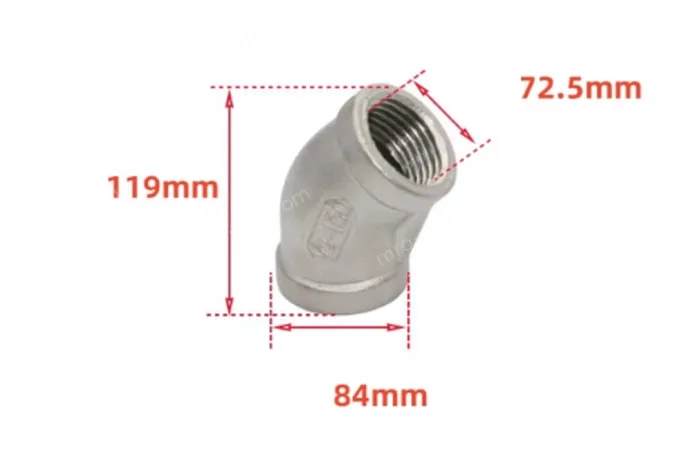 304/2.5 inch 2-1/2 DN65 Stainless steel 45° elbow joint