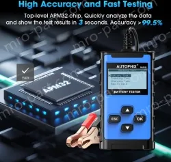 AUTOPHIX BAS100 Automotive 12-24 Lead Acid Battery Tester Analyzer