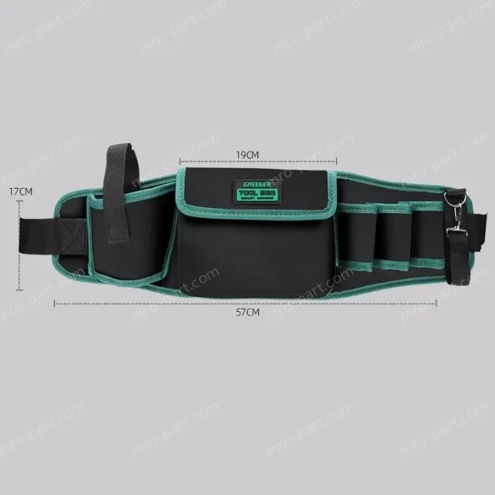 The waist bag can hold a mobile phone and a power drill