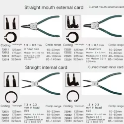 7-inch curved external circlip pliers 72002