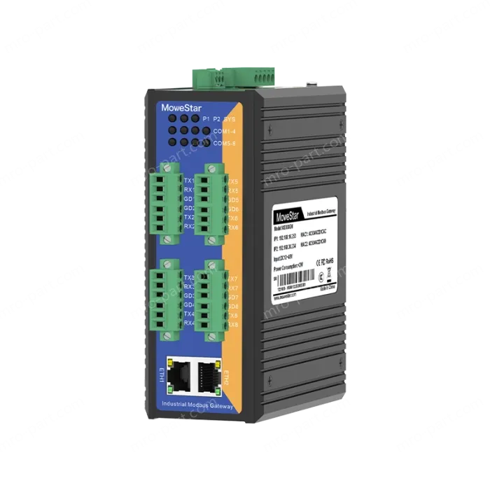 8 Ports RS232 to 2 Ports Ethernet Modbus Industrial Smart Gateway