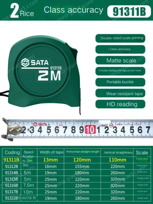 Class 1 accuracy - 2 m - ruler width 13mm-91311B